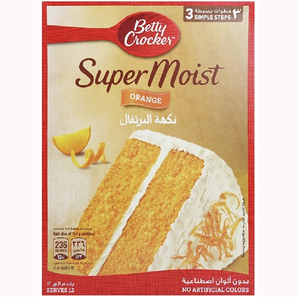 Betty Crocker Super Moist Orange Cake Mix – 500g (Pack of 12)